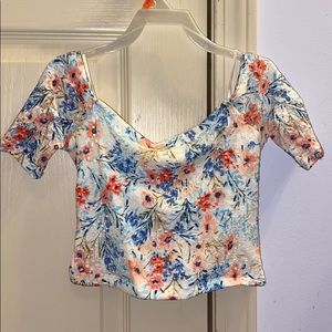 Floral Lace Off The Shoulder Crop Top